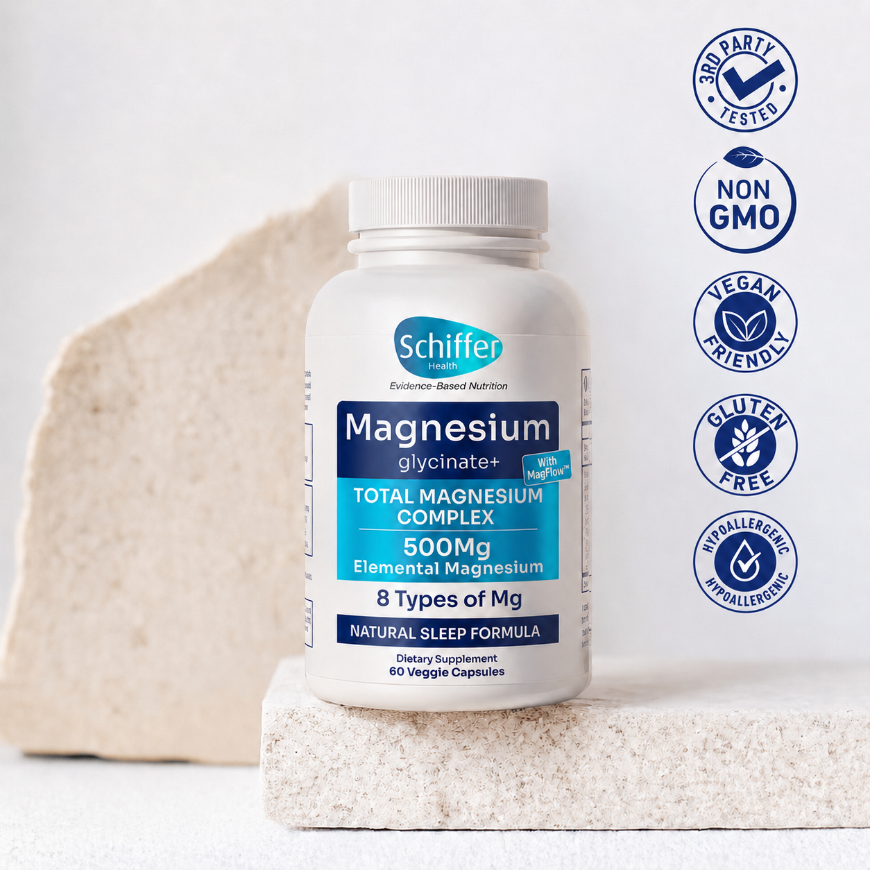 Schiffer Magnesium Glycinate Complex — 8 Forms, 500mg